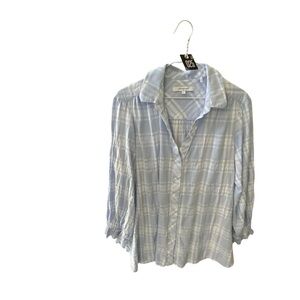 Foxcroft size 16 blue and white blouse